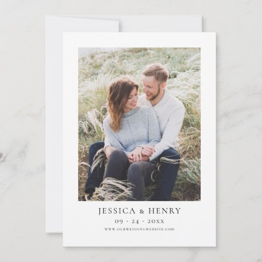 Boho Rustieke Bloemgewei Trouwfoto Kaart (Achterkant)