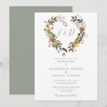 Boho Rustieke Bloemhart Saliegroen Huwelijk