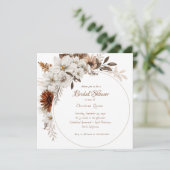 Boho Rustieke Bloemige Bruiloftsborrel Kaart (Staand voorkant)