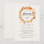 Boho Rustieke Bloemige Herfst Wederzijdse Bruiloft Kaart (Voorkant / Achterkant)