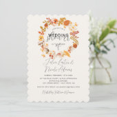 Boho Rustieke Bloemige Herfst Wederzijdse Bruiloft Kaart (Staand voorkant)