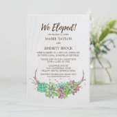 Boho Rustieke Bloemige Succulenten Bruiloft Recept Kaart (Staand voorkant)