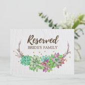 Boho Rustieke Bloemige Succulenten Trouw "gereserv Kaart (Staand voorkant)