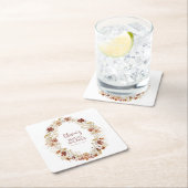 Boho Rustieke Bloemrijke Burgundy Bruidsfeest Cust Kartonnen Onderzetters (Insitu)