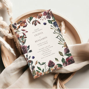 Boho Rustieke Botanische Bourgondische Rand Bruilo Kaart