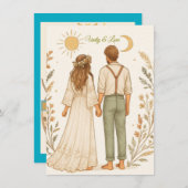 Boho Rustieke Cowboy Trouwdag Save the Date Kaart (Voorkant / Achterkant)