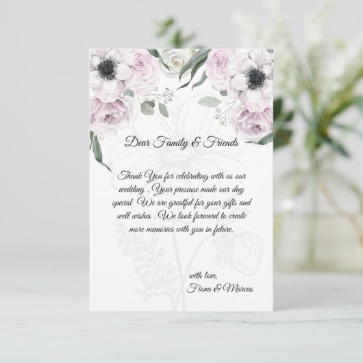 Boho Rustieke Elegante Bloemige Bedankkaart (Staand voorkant)