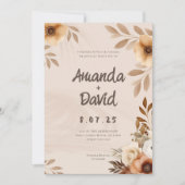 Boho Rustieke Elegante Huwelijksuitnodiging Kaart (Voorkant)