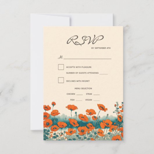 Boho rustieke Floral Maaltijd Keuze Bruiloft RSVP Kaartje (Voorkant)