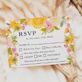 Boho rustieke gele wilde bloemen chic bruiloft RSV RSVP Kaartje