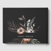 Boho Rustieke Gotische Zwarte Botanische Bruiloft Gastenboek (Achterkant)