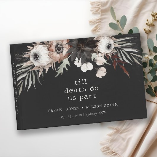 Boho Rustieke Gotische Zwarte Botanische Bruiloft Gastenboek