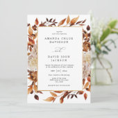 Boho Rustieke Herfst Autumn Leaves Greenery Weddin Kaart (Staand voorkant)