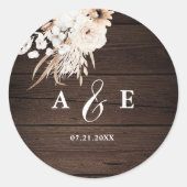 Boho rustieke Herfst bloemen bruiloft Ronde Sticker (Voorkant)