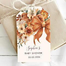 Boho Rustieke Herfst Bloemenkindercrèchesfeestje Cadeaulabel