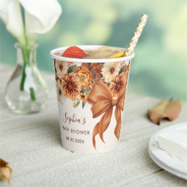 Boho Rustieke Herfst Bloemenkindercrèchesfeestje Papieren Bekers