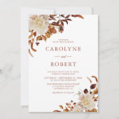 Boho rustieke herfst bloementerras bruiloft kaart (Voorkant)