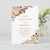 Boho rustieke herfst bloementerras bruiloft kaart (Staand voorkant)