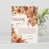 Boho Rustieke Herfst Bloemige Baby Shower Bedankka Kaart (Staand voorkant)