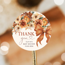 Boho Rustieke Herfst Bloemige Baby Shower  Ronde Sticker