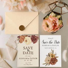 Boho Rustieke Herfst Bloemige Trouwfoto Save The Date