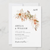 boho rustieke herfst herfst bloemen bruiloft uitno kaart (Voorkant)