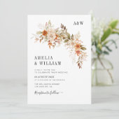 boho rustieke herfst herfst bloemen bruiloft uitno kaart (Staand voorkant)