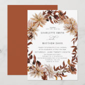 Boho Rustieke Herfst Herfst Bloemen Krans Huwelijk Kaart (Voorkant / Achterkant)