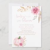 Boho rustieke herfst pompoen baby meisje douche kaart (Voorkant)