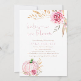 Boho rustieke herfst pompoen baby meisje douche kaart