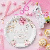 Boho rustieke herfst pompoen Baby shower Papieren Bordje (Feest)