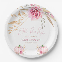 Boho rustieke herfst pompoen Baby shower Papieren Bordje
