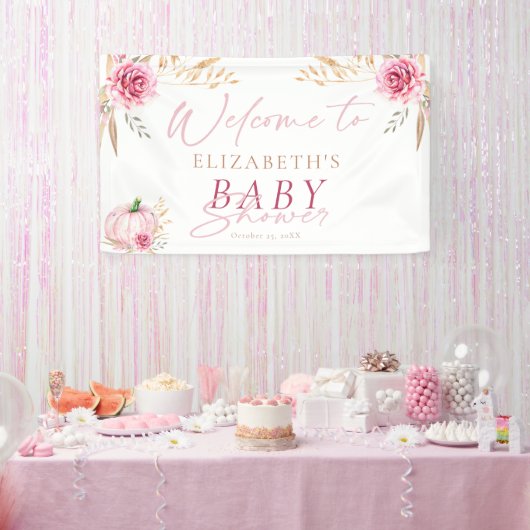 Boho rustieke herfst pompoen welkom Baby shower Spandoek (Feest)
