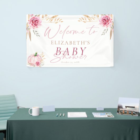 Boho rustieke herfst pompoen welkom Baby shower Spandoek (Beurs)