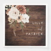 Boho Rustieke Houten Bloemige Trouwreceptie Feest Servet (Voorkant)