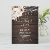 Boho Rustieke Houten Herfstbloemen Bruiloft Kaart (Staand voorkant)