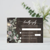 Boho rustieke houten lichten Boho groen RSVP Kaartje (Staand voorkant)