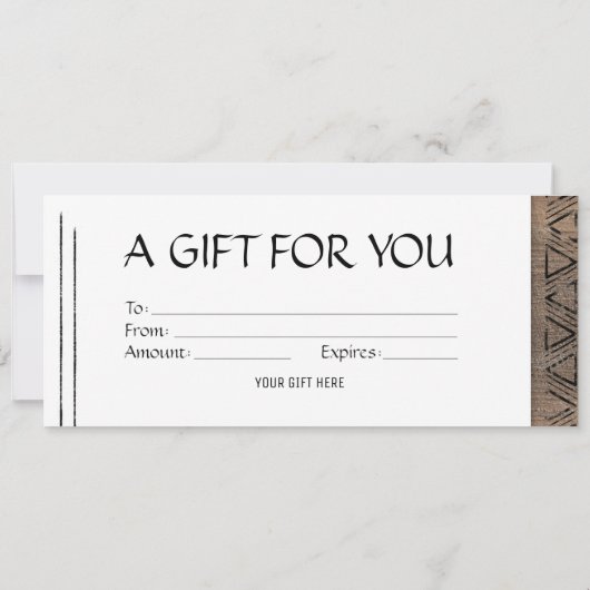 Boho rustieke houten look cadeaubon kaart (Achterkant)