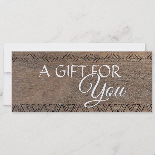 Boho rustieke houten look cadeaubon kaart (Voorkant)