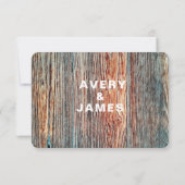Boho Rustieke Houten Schijf RSVP Kaart met QR Code (Achterkant)
