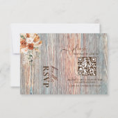 Boho Rustieke Houtstructuur QR Code RSVP Kaart (Achterkant)