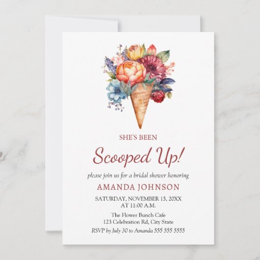 Boho rustieke ijs bruids douche uitnodiging (Voorkant)