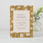 Boho Rustieke Madelief Bloemige Mosterd Gele Trouw Kaart (Staand voorkant)