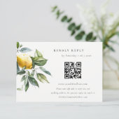 Boho rustieke minimale gele citroen tuin bruiloft informatiekaartje (Staand voorkant)