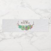 Boho Rustieke Mint Bloemige Succulenten Bruidsdouc Waterfles Etiket (Enkel label)