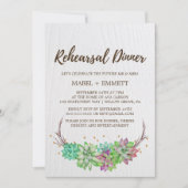 Boho Rustieke Mint Bloemige Succulenten Proefdiner Kaart (Voorkant)