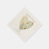 Boho rustieke moderne bloemenhart groen bruiloft servet (Hoek)