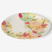 Boho rustieke mooie bloem waterverf bruidsdouche papieren bordje (Gekanteld)