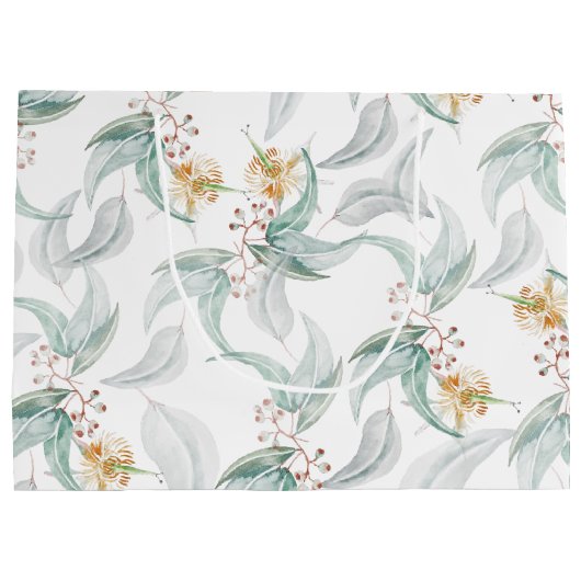 Boho rustieke Munt Waterverf Eucalyptus Floral Groot Cadeauzakje (Achterkant)