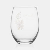 Boho Rustieke Natuur Botanische Aangepaste Bruidsd Wijnglas Zonder Voet (Achterkant)